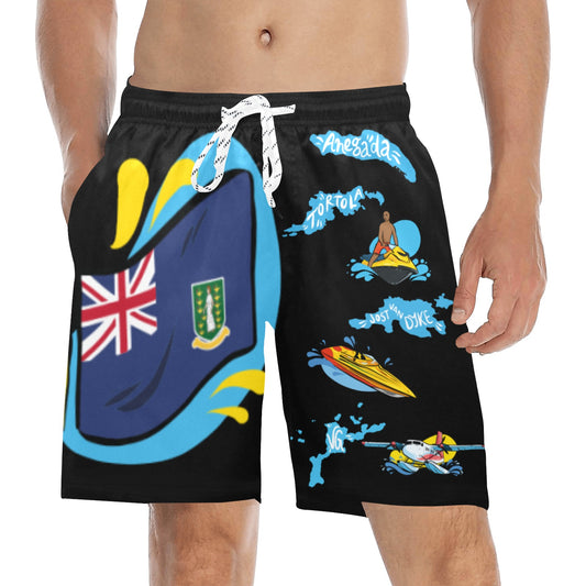 OG Design BVI BLK Men's Mid-Length Beach Shorts